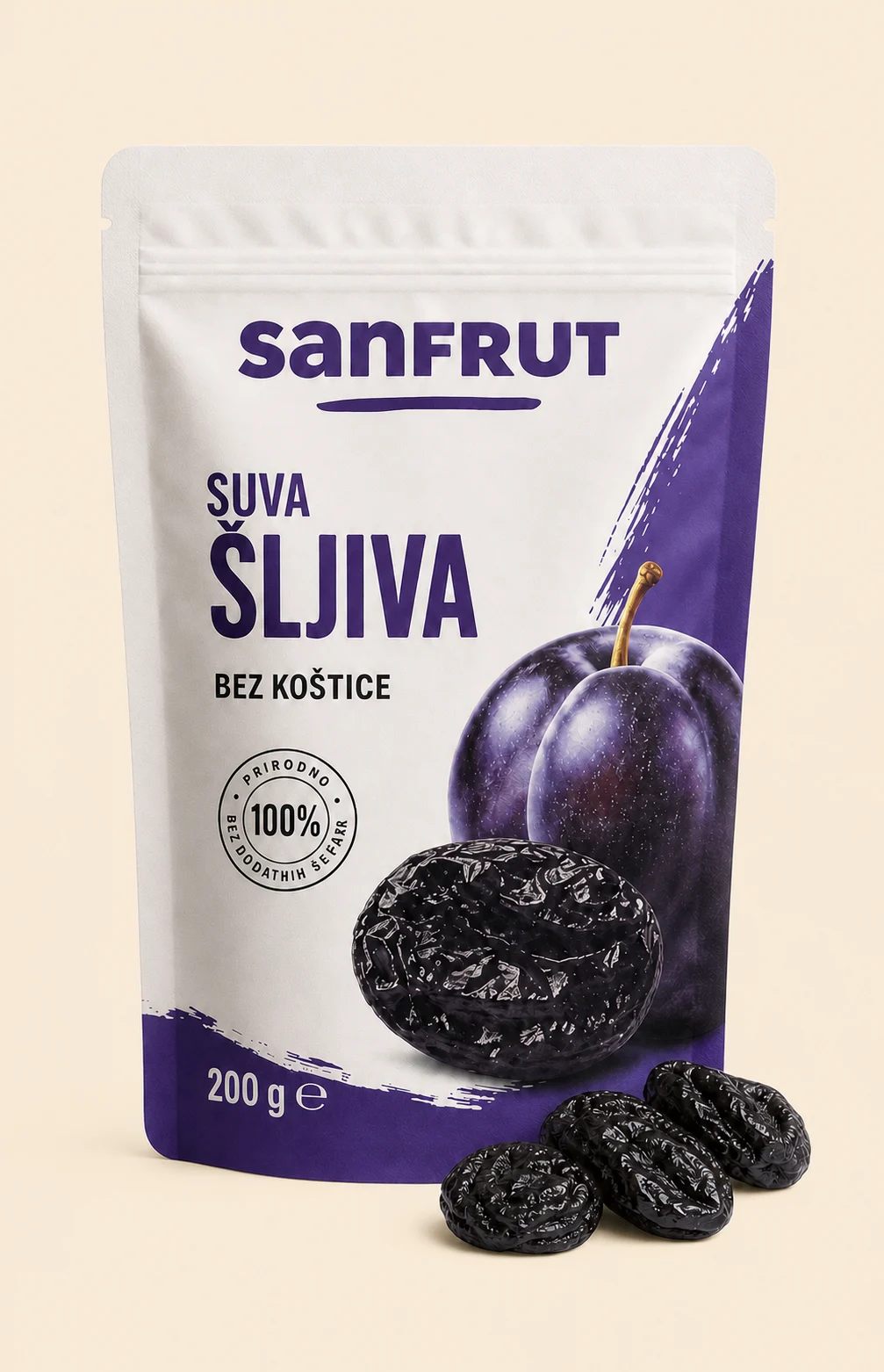 Pakovanje suvih šljiva bez koštice za B2B ponudu